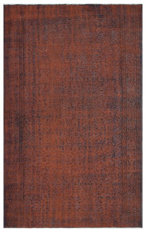 Brown Over Dyed Vintage Rug 5'3'' x 8'4'' ft 161 x 254 cm