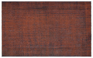 Brown Over Dyed Vintage Rug 5'3'' x 8'4'' ft 161 x 254 cm