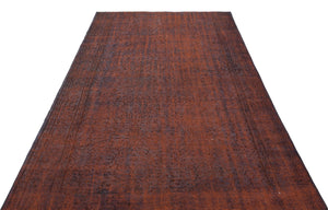 Brown Over Dyed Vintage Rug 5'3'' x 8'4'' ft 161 x 254 cm