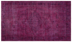 Distressed Fuchsia Over Dyed Vintage Rug 5'8'' x 9'9'' ft 173 x 296 cm