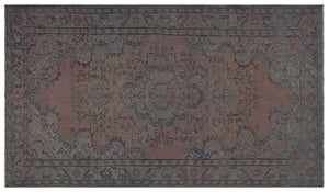 Gray Over Dyed Vintage Rug 5'3'' x 9'2'' ft 160 x 280 cm
