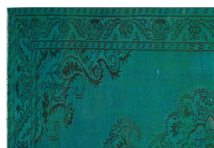 Traditional Design Turquoise Over Dyed Vintage Rug 5'10'' x 8'4'' ft 178 x 255 cm