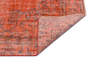 Orange Over Dyed Vintage Rug 5'8'' x 9'5'' ft 173 x 286 cm