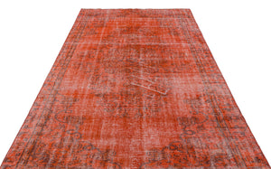 Orange Over Dyed Vintage Rug 5'8'' x 9'5'' ft 173 x 286 cm