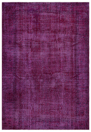 Fuchsia Over Dyed Vintage Rug 6'7'' x 9'7'' ft 201 x 292 cm