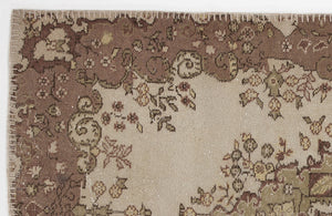 Beige Over Dyed Vintage Rug 3'11'' x 7'0'' ft 120 x 214 cm