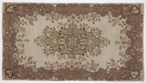 Beige Over Dyed Vintage Rug 3'11'' x 7'0'' ft 120 x 214 cm