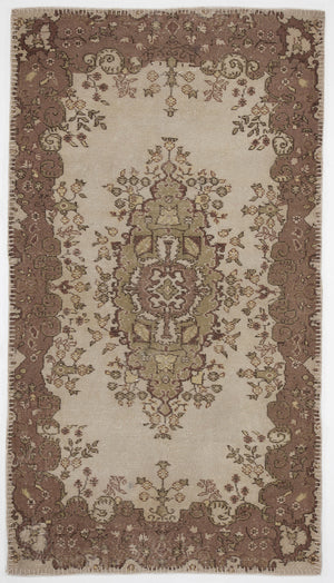 Beige Over Dyed Vintage Rug 3'11'' x 7'0'' ft 120 x 214 cm