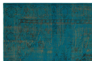 Traditional Design Turquoise Over Dyed Vintage Rug 5'9'' x 8'10'' ft 175 x 270 cm