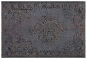 Gray Over Dyed Vintage Rug 6'1'' x 9'2'' ft 186 x 280 cm