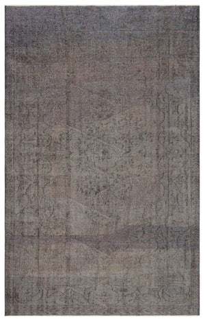 Gray Over Dyed Vintage Rug 5'6'' x 8'4'' ft 168 x 254 cm