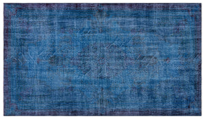 Traditional Design Blue Over Dyed Vintage Rug 4'9'' x 8'5'' ft 146 x 257 cm