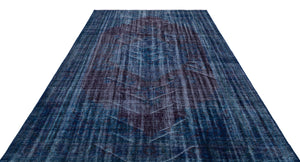 Traditional Design Indigo Blue Over Dyed Vintage Rug 6'9'' x 9'7'' ft 206 x 293 cm