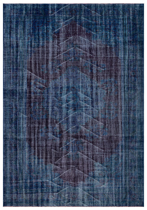 Traditional Design Indigo Blue Over Dyed Vintage Rug 6'9'' x 9'7'' ft 206 x 293 cm