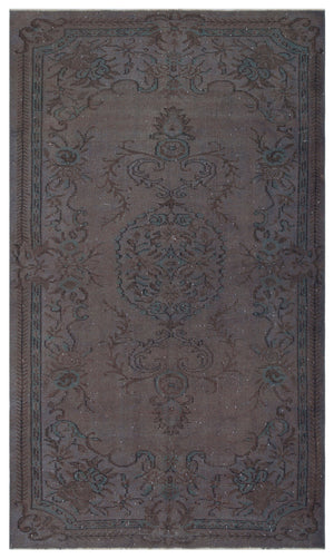 Brown Over Dyed Vintage Rug 5'1'' x 8'9'' ft 155 x 267 cm