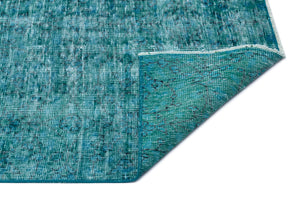 Turquoie Over Dyed Vintage Rug 5'5'' x 8'7'' ft 166 x 261 cm