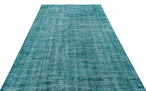 Turquoie Over Dyed Vintage Rug 5'5'' x 8'7'' ft 166 x 261 cm
