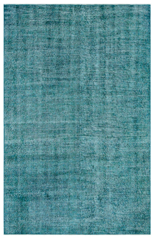 Turquoie Over Dyed Vintage Rug 5'5'' x 8'7'' ft 166 x 261 cm