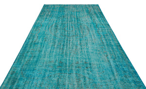 Turquoise Over Dyed Vintage Rug 5'10'' x 9'8'' ft 179 x 295 cm