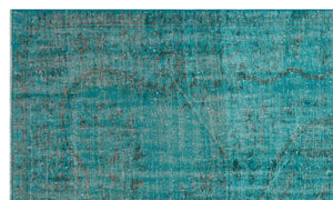 Turquoise Over Dyed Vintage Rug 5'10'' x 9'8'' ft 179 x 295 cm