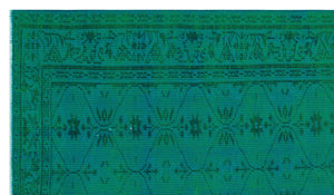 Retro Design Turquoise Over Dyed Vintage Rug 5'1'' x 8'7'' ft 154 x 261 cm