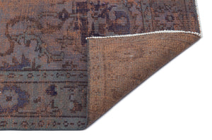 Brown Over Dyed Vintage Rug 5'8'' x 9'8'' ft 172 x 294 cm