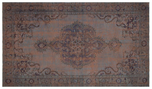 Brown Over Dyed Vintage Rug 5'8'' x 9'8'' ft 172 x 294 cm