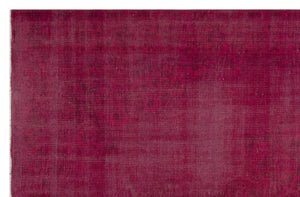 Fuchsia Over Dyed Vintage Rug 5'7'' x 8'6'' ft 169 x 259 cm