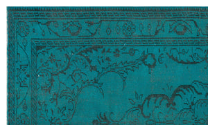 Traditional Design Turquoise Over Dyed Vintage Rug 5'1'' x 8'8'' ft 156 x 263 cm