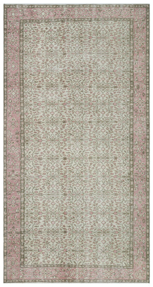 Beige Over Dyed Vintage Rug 5'0'' x 9'2'' ft 153 x 280 cm