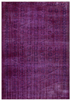 Fuchsia Over Dyed Vintage Rug 6'6'' x 9'5'' ft 199 x 286 cm
