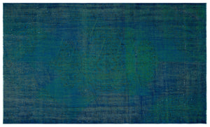 Traditional Design Indigo Blue Over Dyed Vintage Rug 5'5'' x 9'0'' ft 165 x 275 cm