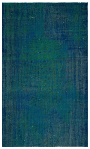 Traditional Design Indigo Blue Over Dyed Vintage Rug 5'5'' x 9'0'' ft 165 x 275 cm