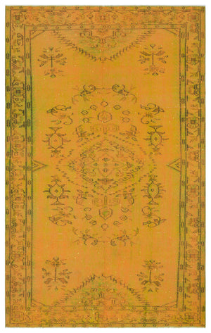 Yellow Over Dyed Vintage Rug 5'3'' x 8'3'' ft 160 x 252 cm