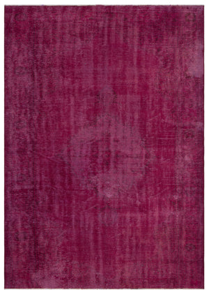 Fuchsia Over Dyed Vintage Rug 6'0'' x 8'6'' ft 184 x 260 cm