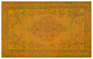 Yellow Over Dyed Vintage Rug 5'6'' x 8'8'' ft 168 x 265 cm