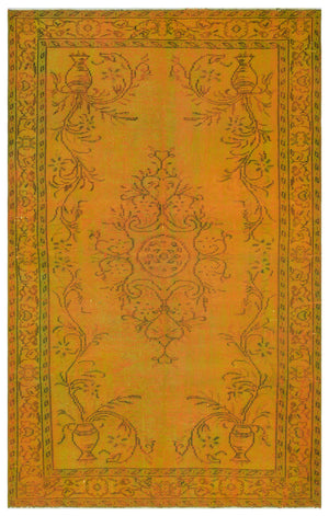 Yellow Over Dyed Vintage Rug 5'6'' x 8'8'' ft 168 x 265 cm
