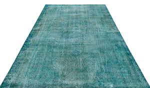Traditional Design Turquoise Over Dyed Vintage Rug 5'12'' x 8'12'' ft 182 x 274 cm