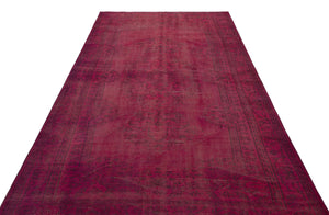 Traditional Design Fuchsia Over Dyed Vintage Rug 5'4'' x 8'11'' ft 162 x 272 cm