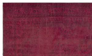 Traditional Design Fuchsia Over Dyed Vintage Rug 5'4'' x 8'11'' ft 162 x 272 cm