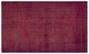 Traditional Design Fuchsia Over Dyed Vintage Rug 5'4'' x 8'11'' ft 162 x 272 cm