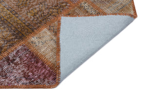 Brown Over Dyed Patchwork Unique Rug 3'11'' x 5'11'' ft 120 x 180 cm