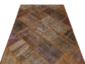 Brown Over Dyed Patchwork Unique Rug 3'11'' x 5'11'' ft 120 x 180 cm
