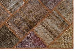 Brown Over Dyed Patchwork Unique Rug 3'11'' x 5'11'' ft 120 x 180 cm