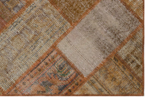 Brown Over Dyed Patchwork Unique Rug 3'11'' x 5'11'' ft 120 x 180 cm