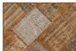 Brown Over Dyed Patchwork Unique Rug 3'11'' x 5'11'' ft 120 x 180 cm