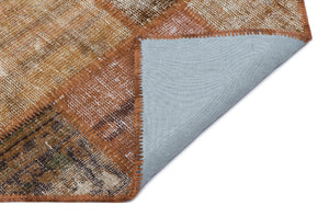 Brown Over Dyed Patchwork Unique Rug 3'11'' x 5'11'' ft 120 x 180 cm