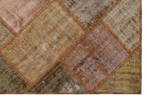 Brown Over Dyed Patchwork Unique Rug 3'11'' x 5'11'' ft 120 x 180 cm
