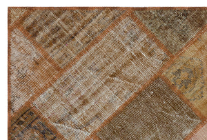 Brown Over Dyed Patchwork Unique Rug 3'11'' x 5'11'' ft 120 x 180 cm