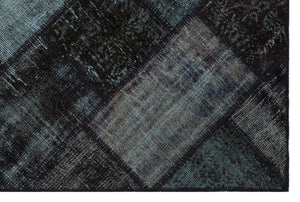 Black Over Dyed Patchwork Unique Rug 3'11'' x 5'11'' ft 120 x 180 cm
